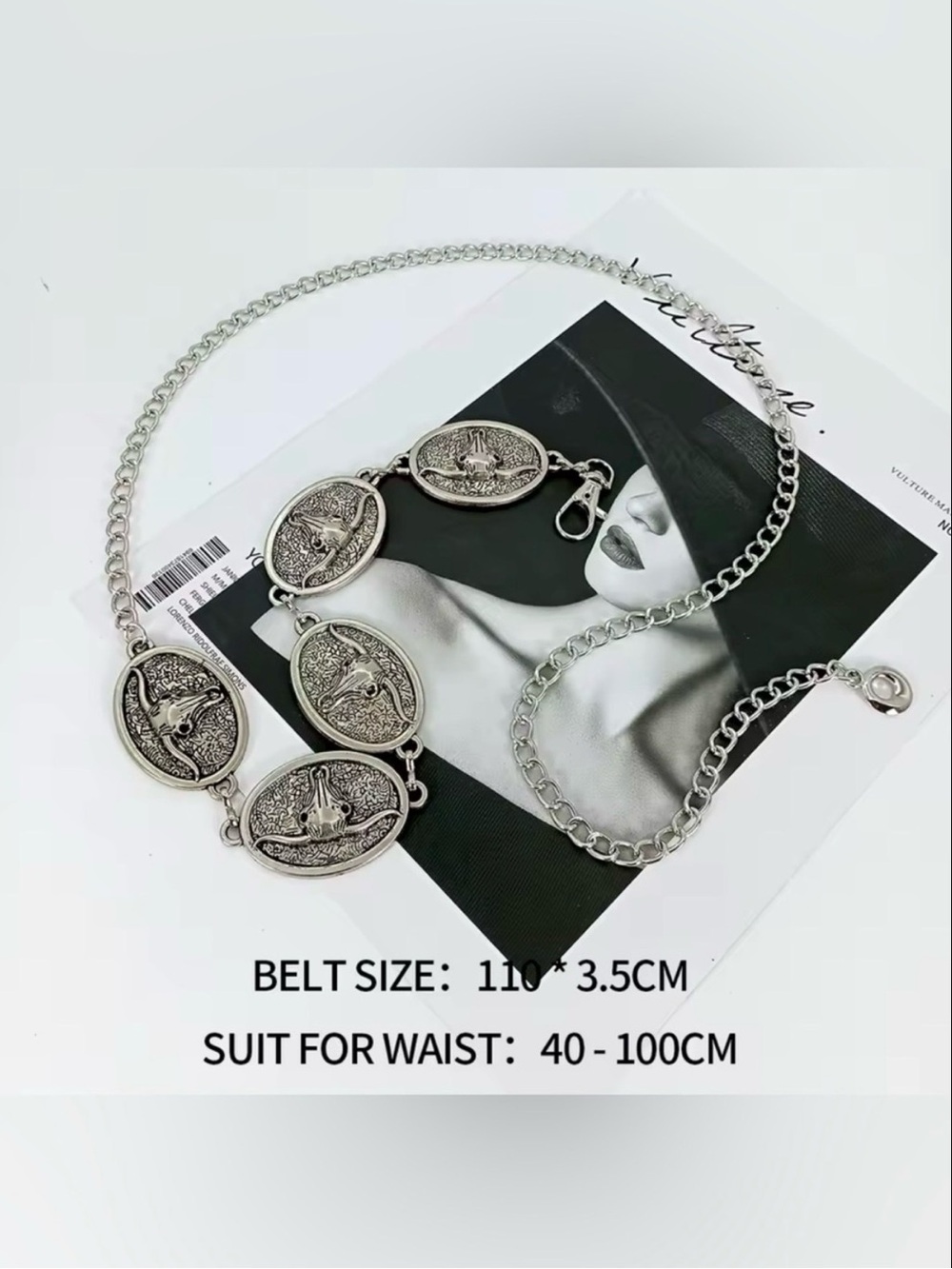Silver Western Medallion Chain Belt - Picture 5 of 5